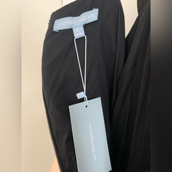 ANTONIO MELANI SIRI NOVELTY DRESS MIDI EMBROIDERED EYELET FLORAL BLACK SIZE 6 - Picture 6 of 7